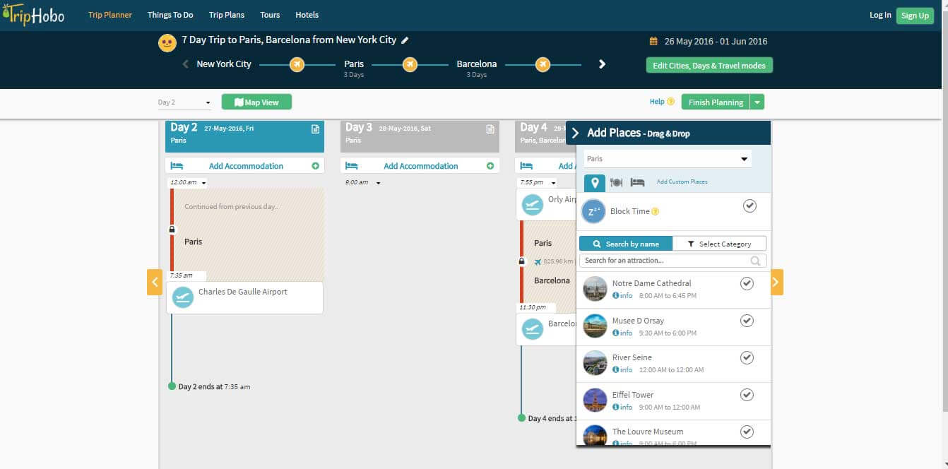 Itinerary maker Itinerary maker